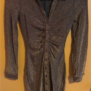 Astr Gold Long Sleeve Dress